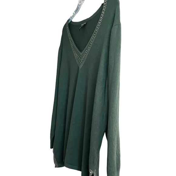 ADRIENNE VITTADINI LONG SLV PULL-OVER VELOUR SWEATER/TOP, WOMEN, 3X-GREEN SILVER - Picture 3 of 11